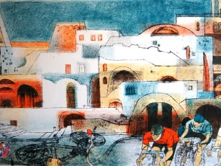 078CI - Ciclisti - cm. 50x70 - Litografia (Lithography)